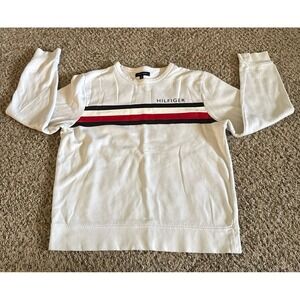 Tommy Hilfiger White Sweatshirt with Red and Black Stripes